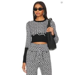Joostricot Sweater Womens XS Long Sleeve Crop Top Graphic Pattern Casual Chic